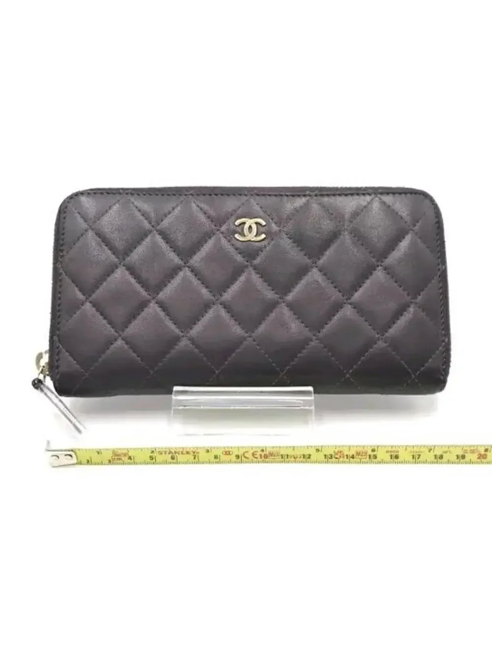 CHANEL Matelasse Long Wallet Lambskin Purple